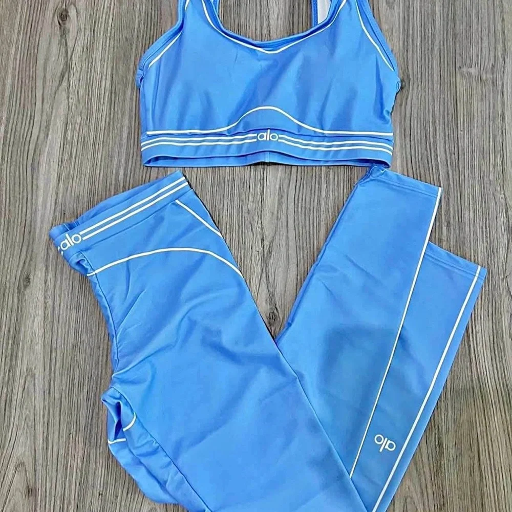 ALO Yoga | Tops | Alo Yoga Light Blue Activewear Set | Poshmark